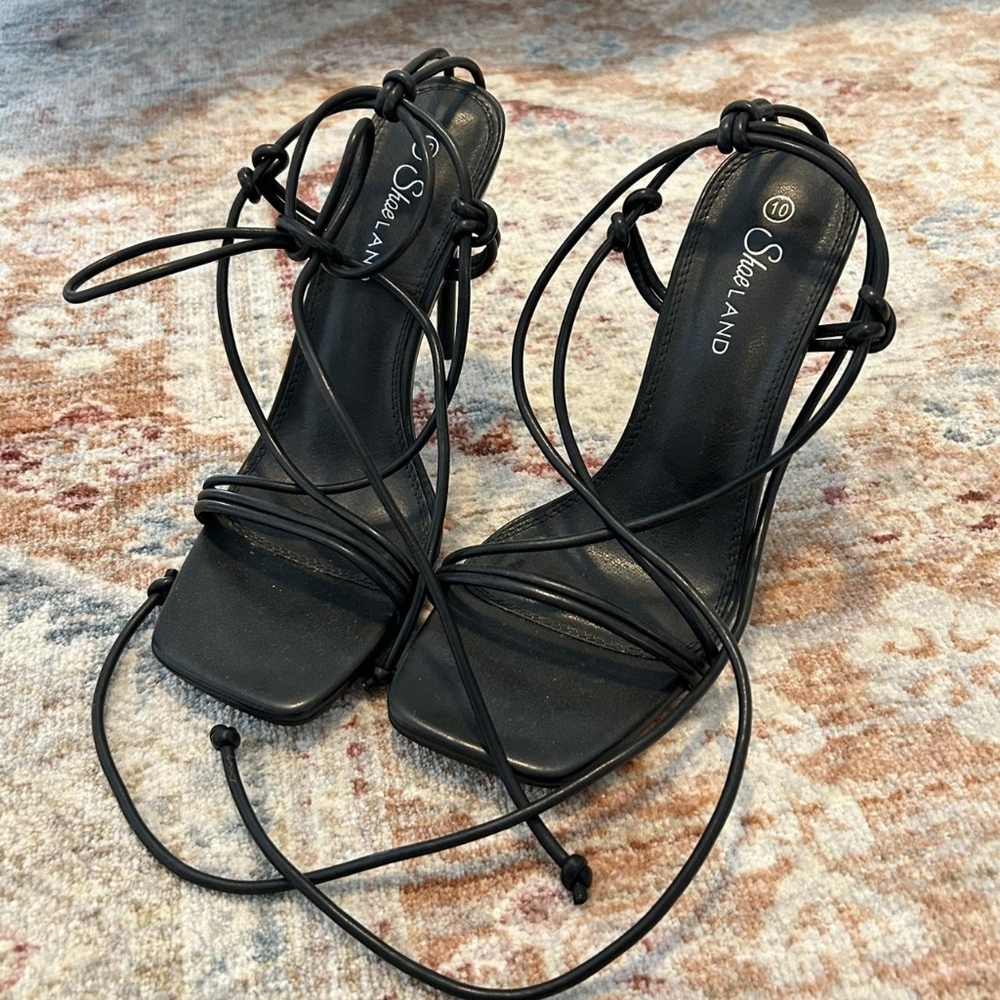 Black Strappy High Heel Sandals